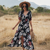 Women’s Floral V-Neck Summer Beach Dress